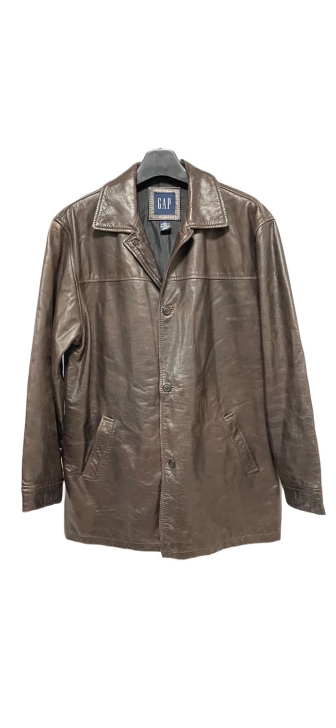 90's 올드 갭 레더 카코트 브라운 L 상품이미지1