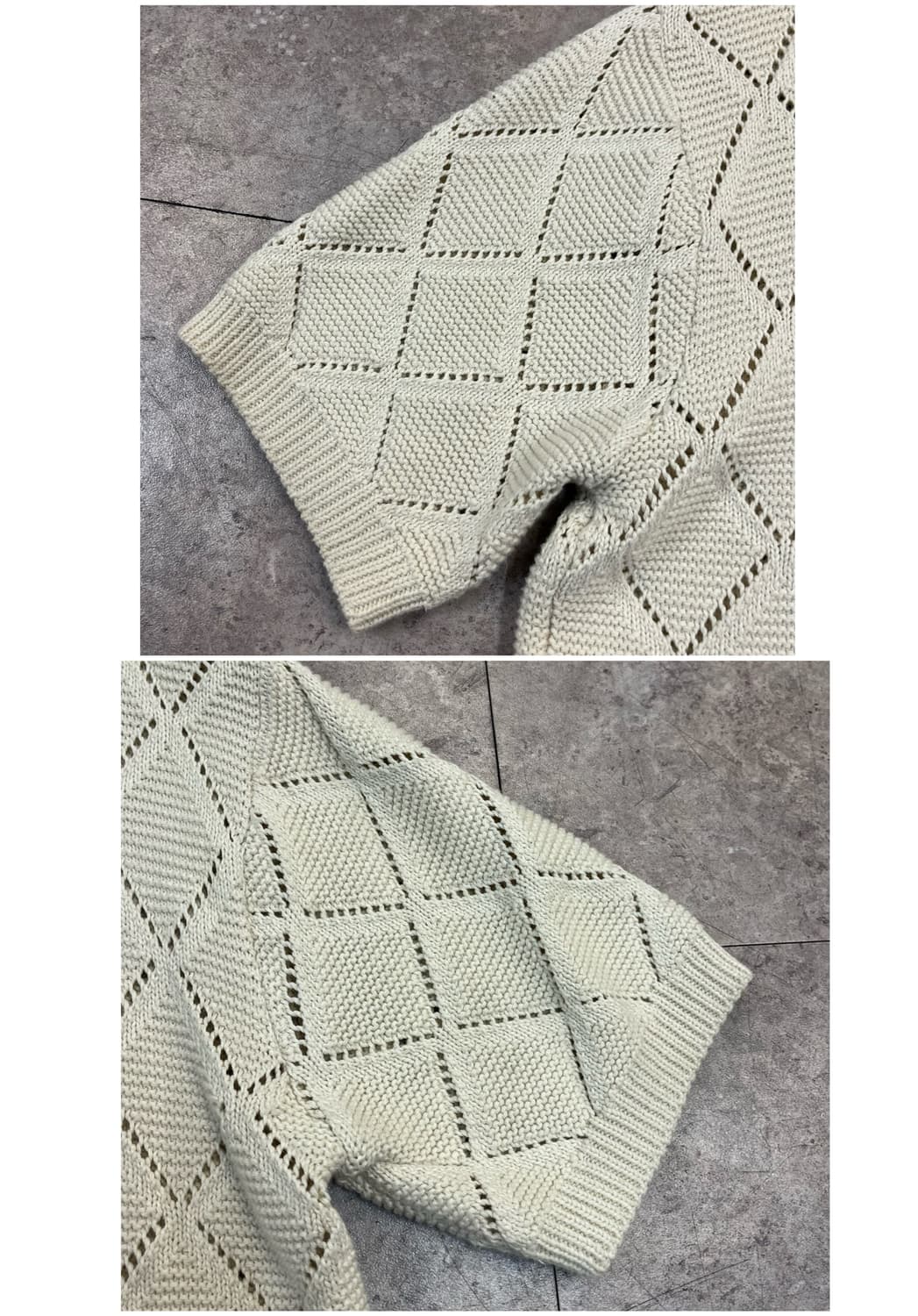 애프터프레이 크로쉐 카라 반팔 니트 아이보리 L #csz4128 상품이미지10