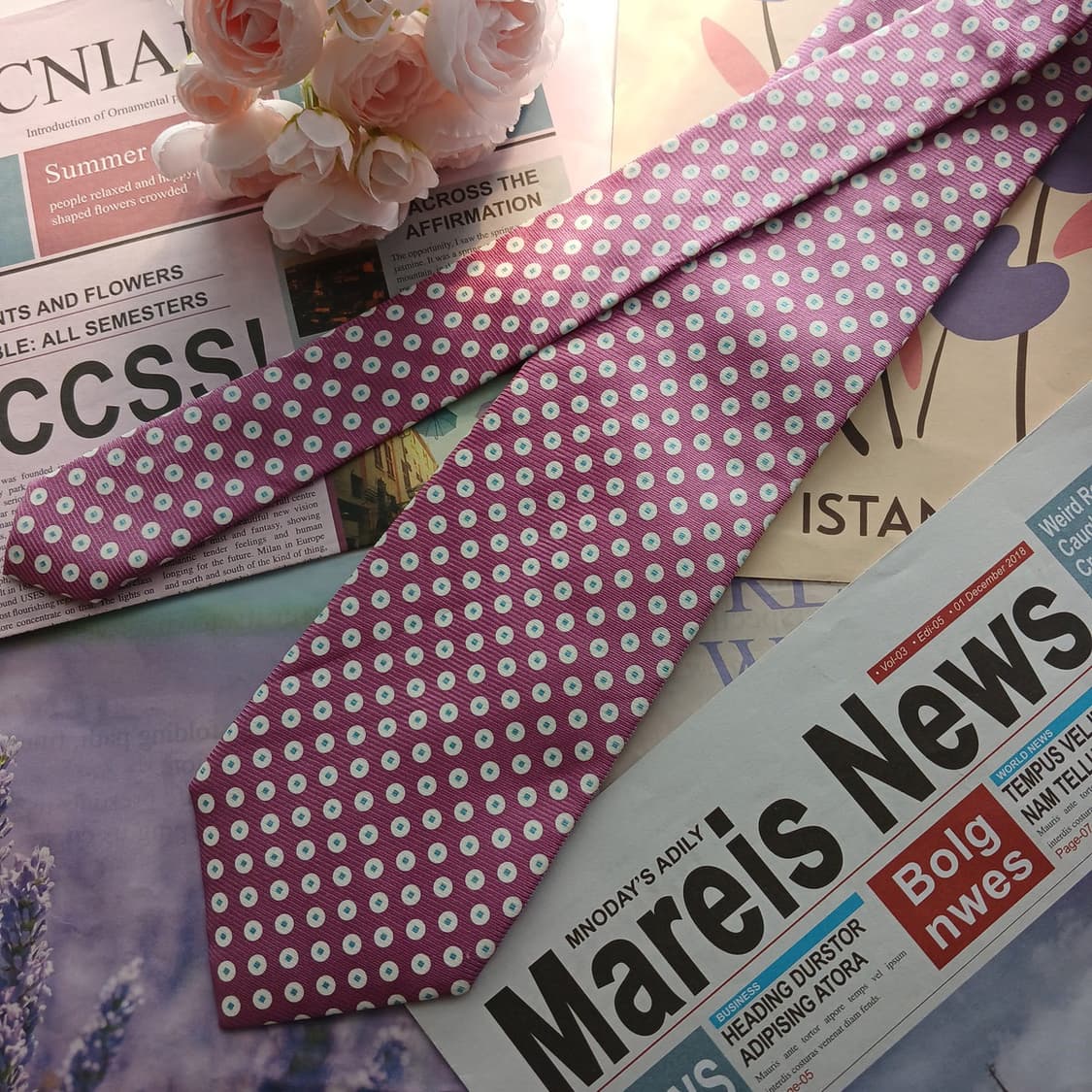 챕스 실크 핑크 도트 패턴 넥타이 9.1cm A+등급 A18699
 상품이미지3