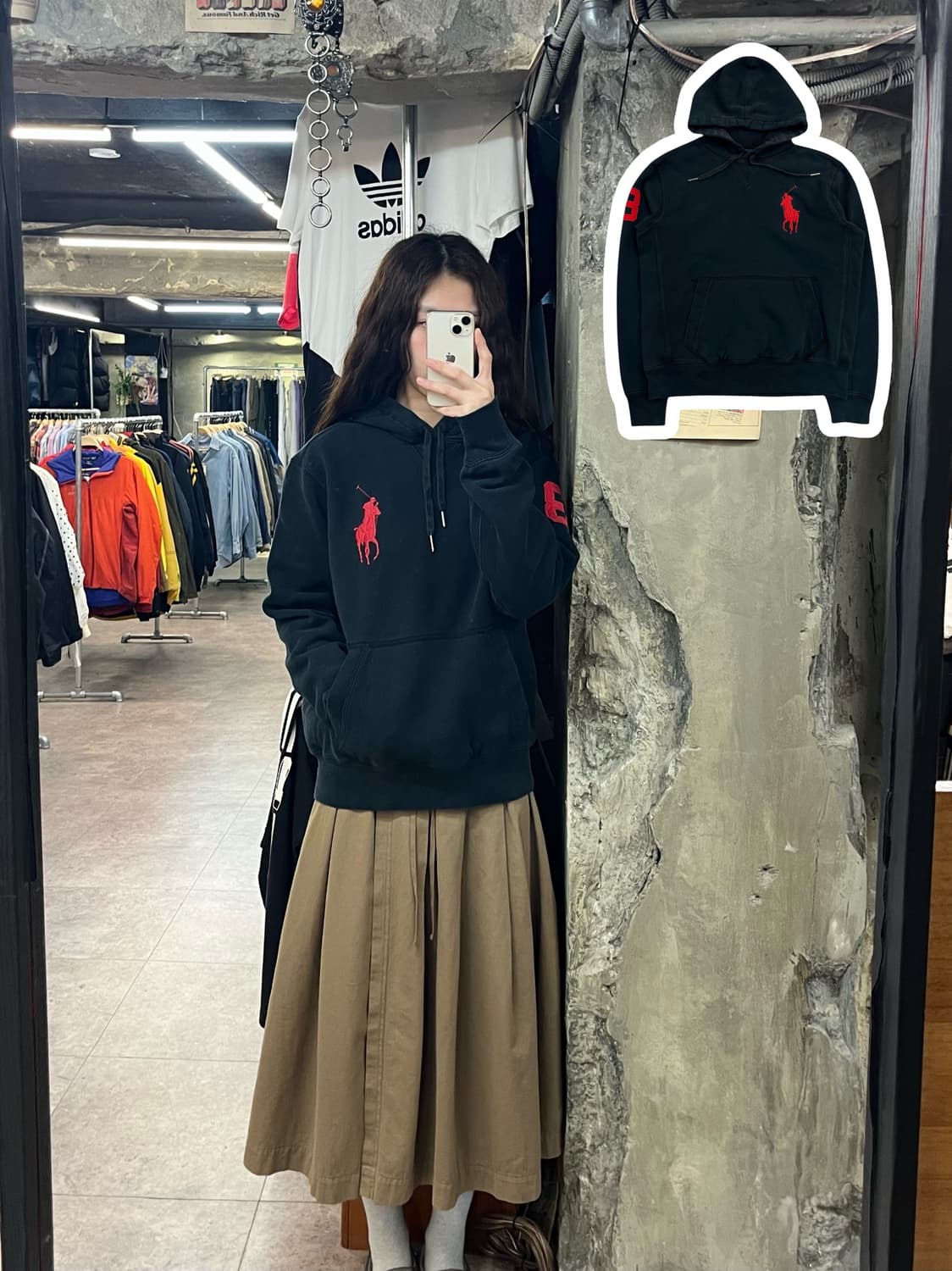 폴로 빅포니 후드티 블랙 M #csz2183 상품이미지1