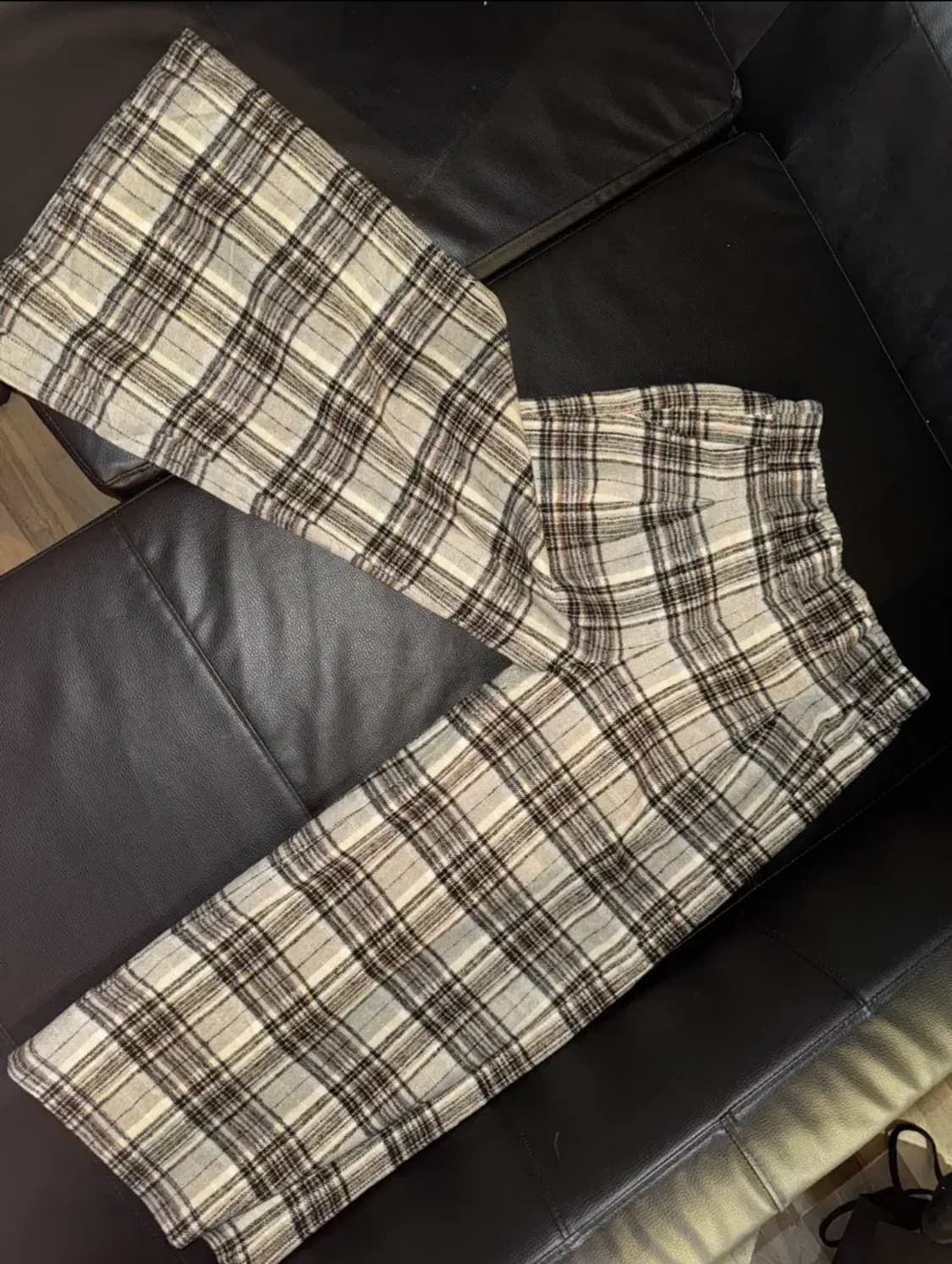 (L) 일본 빈티지 체크무늬 와이드 팬츠 상품이미지1