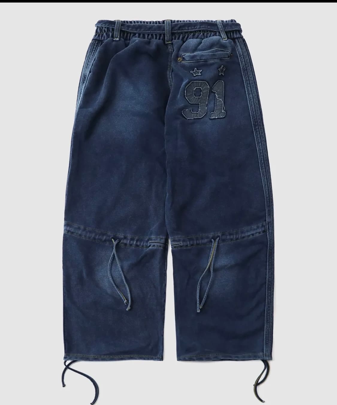 배드블러드 - 빌리 워시드 데님 스웻 팬츠 - 블루 상품이미지3