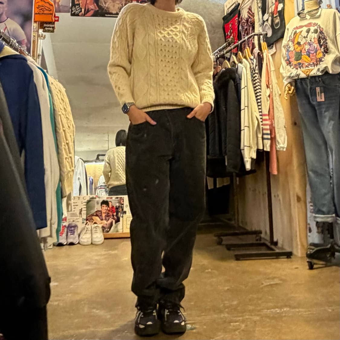 90s USA 빈티지 피셔맨 니트 방울 헤비코튼 니트 상품이미지1