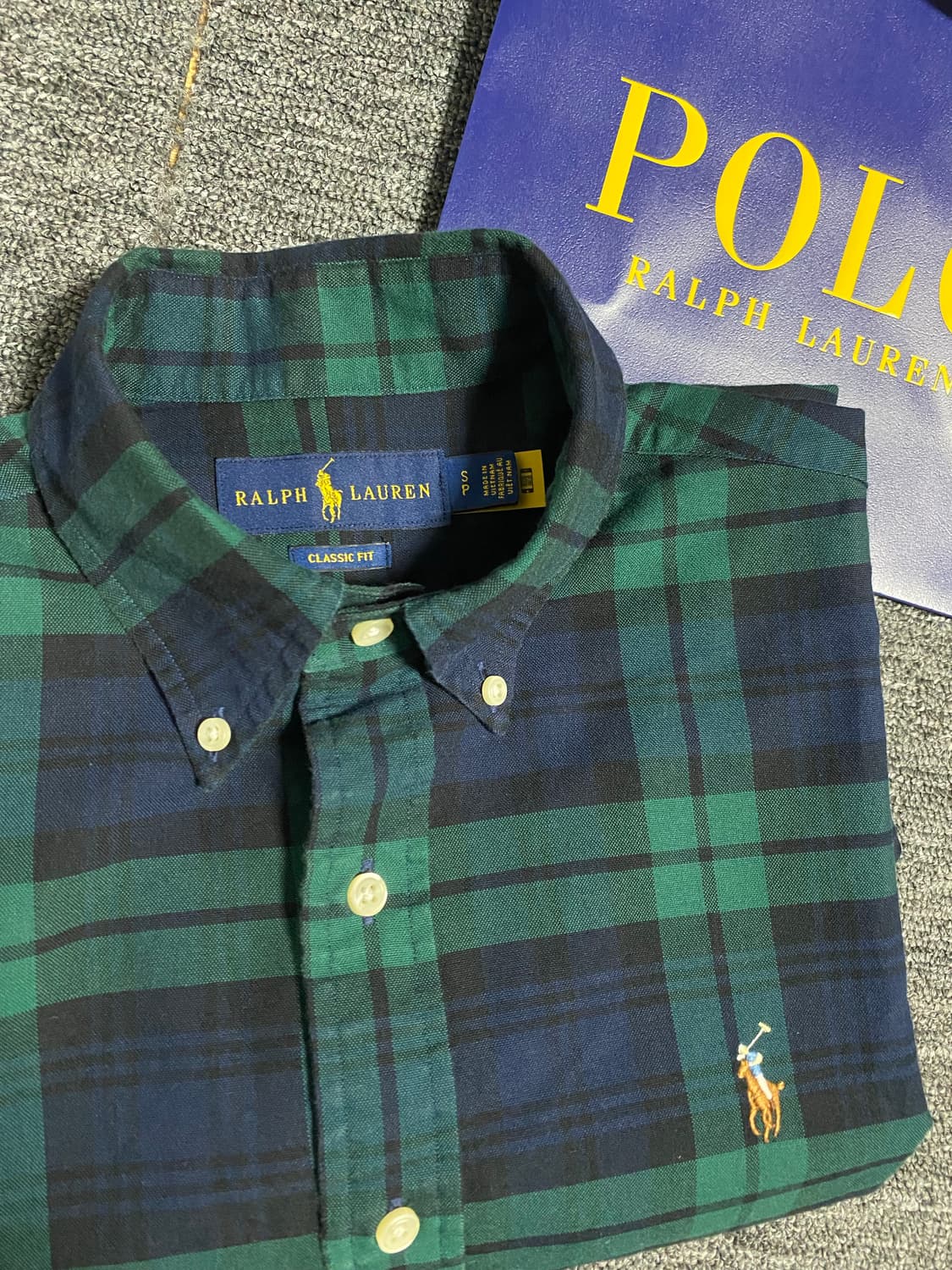 급처 1회착용 최신큐알택정품인증 폴로 블랙와치 타탄 셔츠 상품이미지5