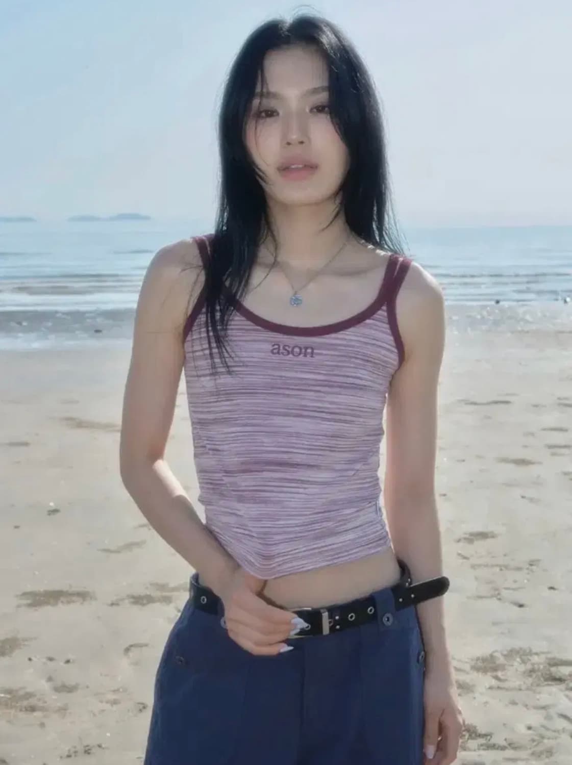애즈온 wave sleeveless / wine 상품이미지3