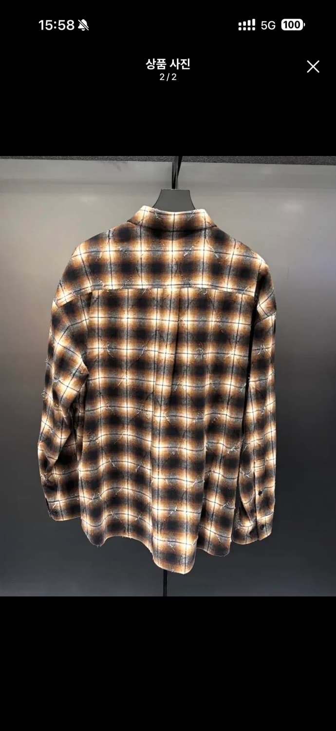 [52] 준지 아가일 니들 체크 루즈핏 셔츠 브라운 상품이미지2