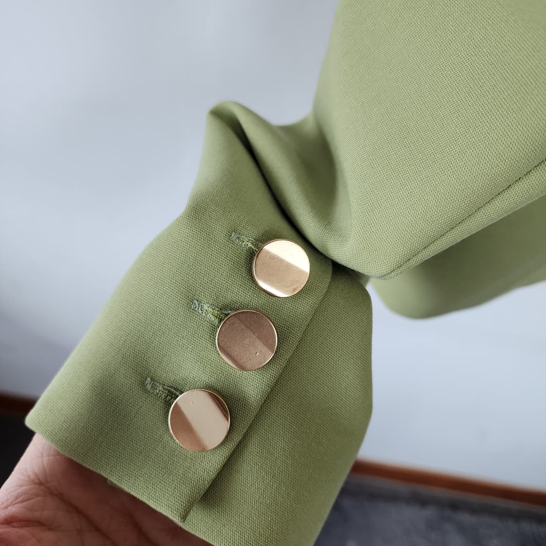 올리브 그린 브이넥 봄 자켓 상품이미지4