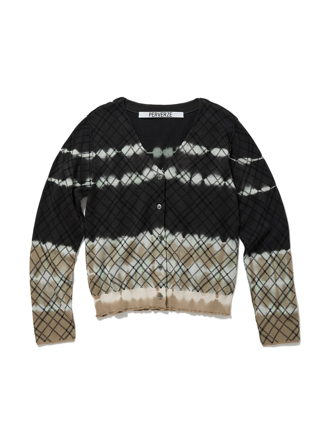 [F]퍼버즈 26ss DIP-DYE 체크 니트 가디건/블랙 상품이미지4