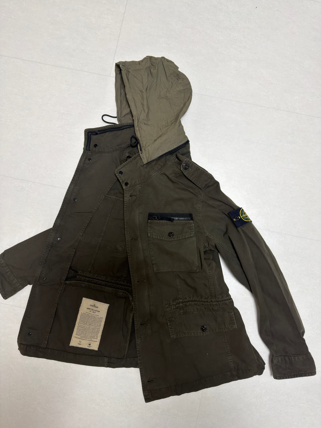 [백화점판,M] 스톤아일랜드 아미텍스 올드이펙트 코튼 M65 자켓 카키 상품이미지1