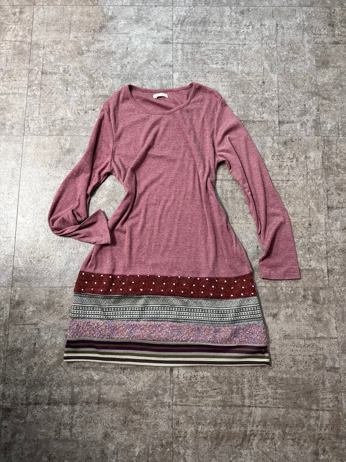 자수 가디건 패치 워크 밑단 롱슬리브 원피스 2pcs SET 상품이미지8