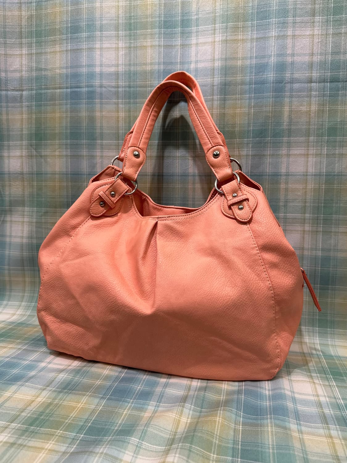 Real Leather Coral Color Handbag 상품이미지1