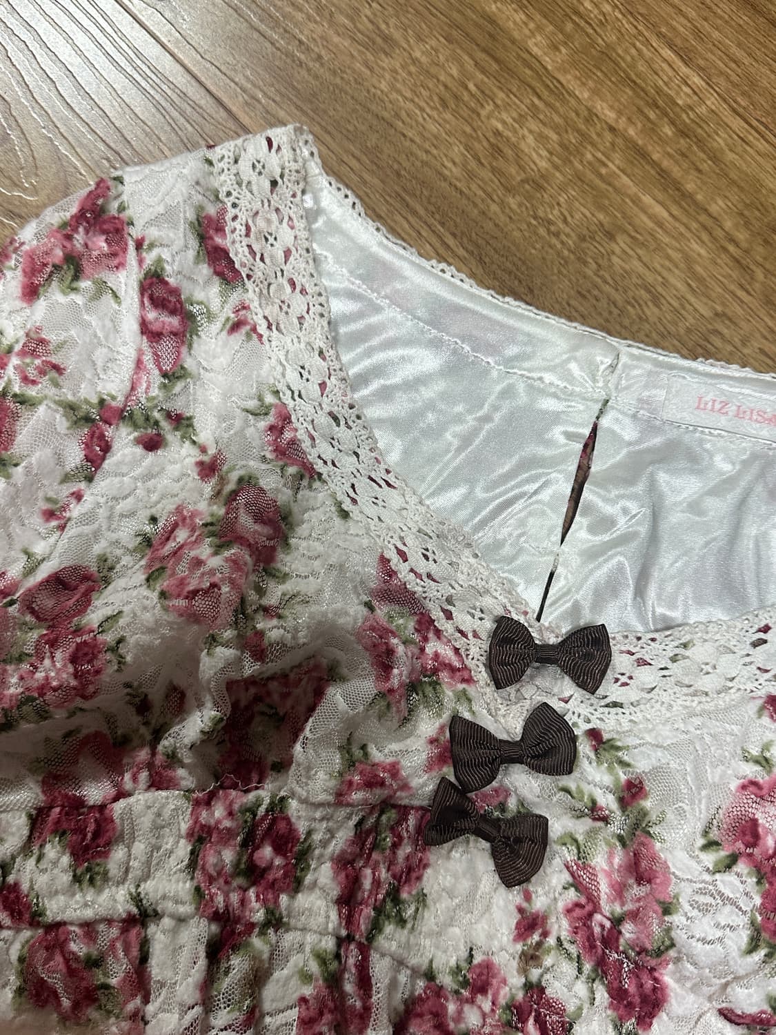 빈티지 리즈리사 플라워 핑크 브라운 블라우스 히메갸루 로걀 짜잔씨 라떼 상품이미지4