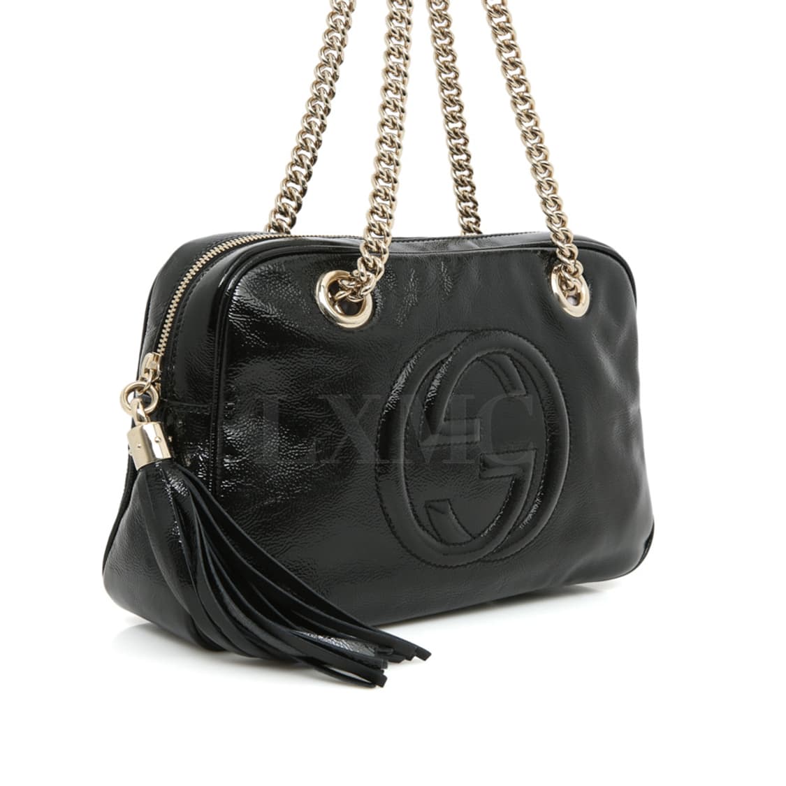 구찌 소호 더블 체인 숄더백 블랙 페이던트 로고백 308983 상품이미지4