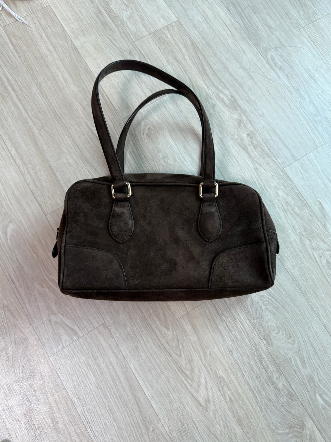 Lo61 timeless bowler bag in suede brwon 상품이미지3