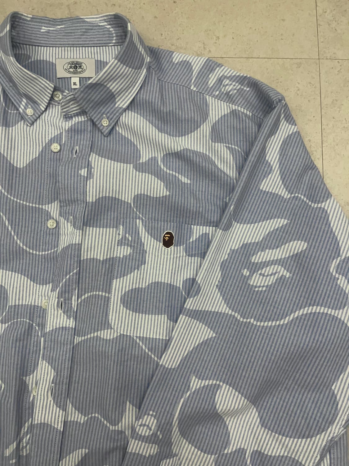 bape 스트라이프 카모 릴렉스 셔츠 블루 상품이미지3