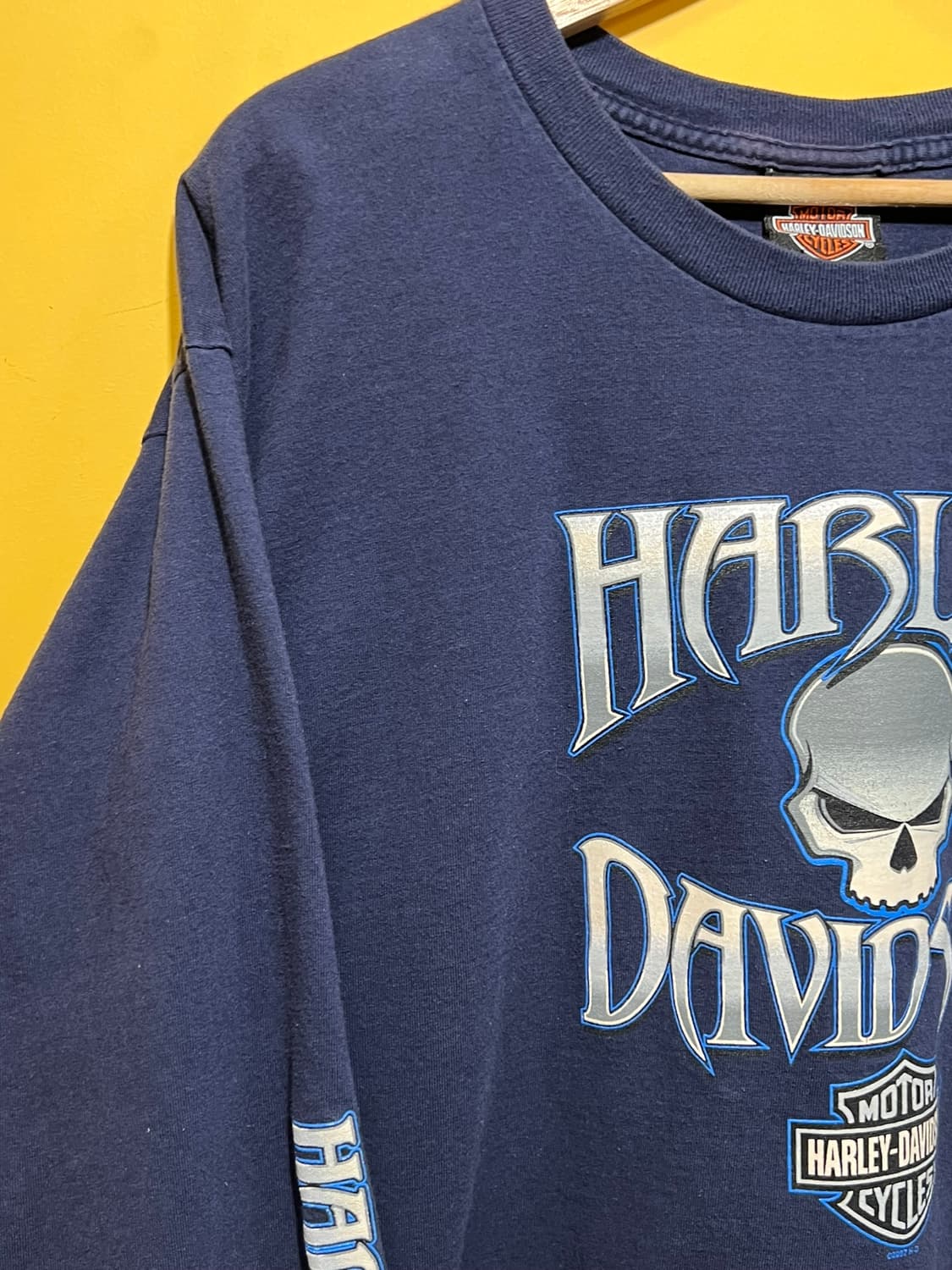 00's [XL] 할리데이비슨 스컬 그래픽 빈티지 크롭 롱슬리브 상품이미지4