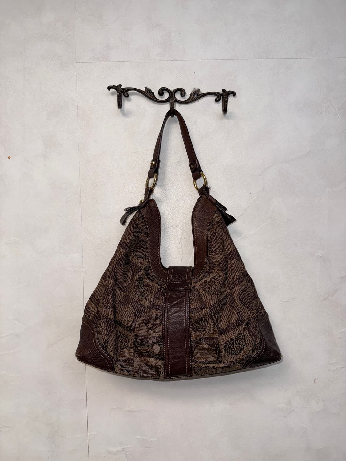 Lovcat brown heart shoulder hobo bag 상품이미지4