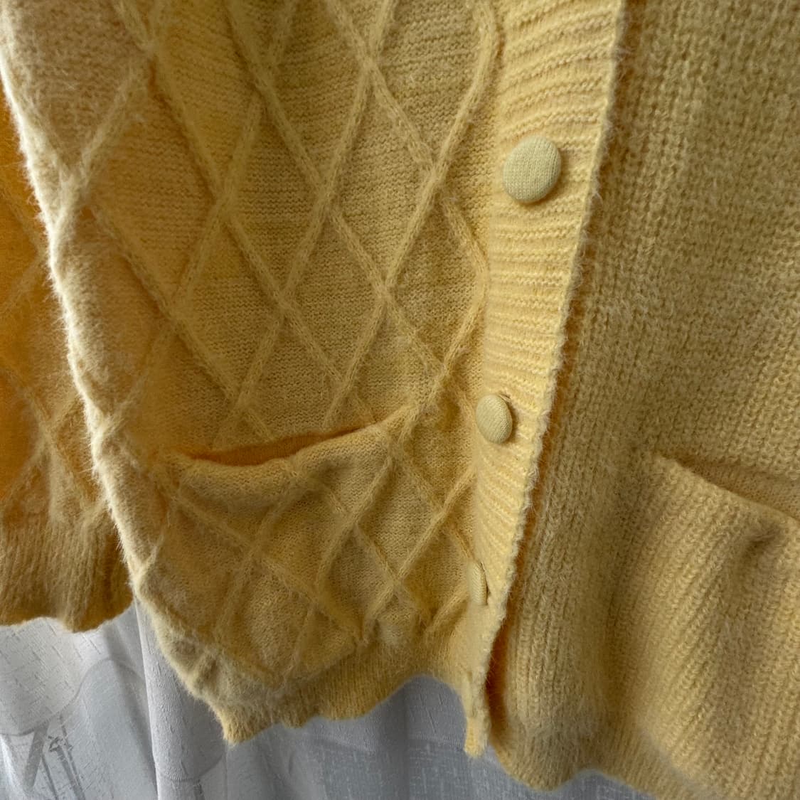 예쁜 노랑 브이넥 니트 루즈핏 가디건 상품이미지6