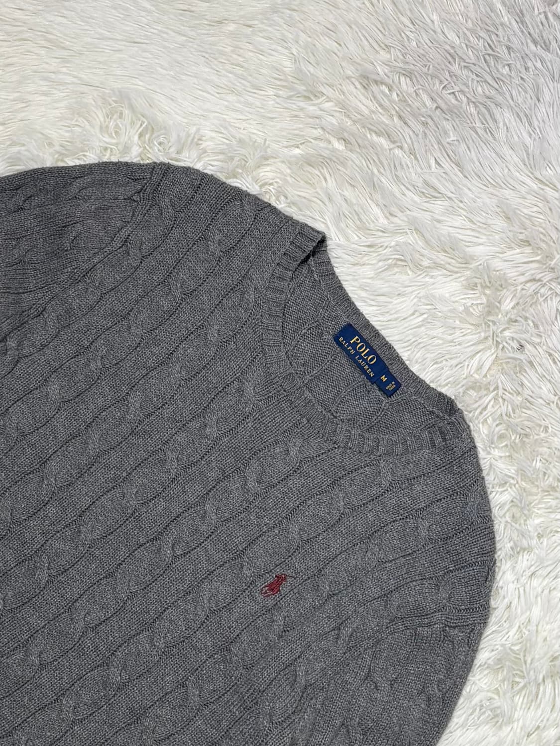 폴로랄프로렌 버건디포니 그레이 케이블 니트 상품이미지4