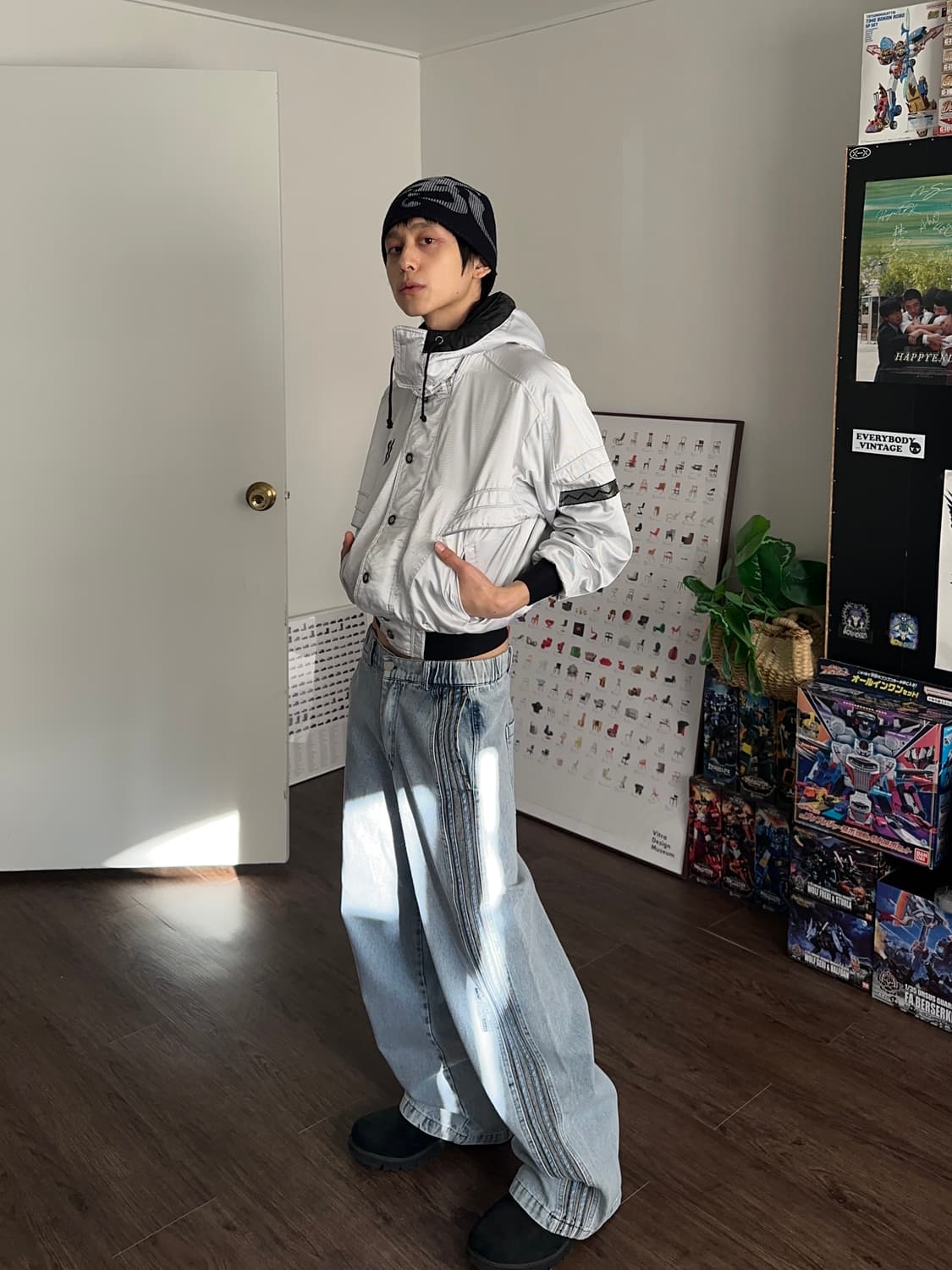 Staffpick 와이드 사이드 트랙 데님 팬츠 상품이미지4