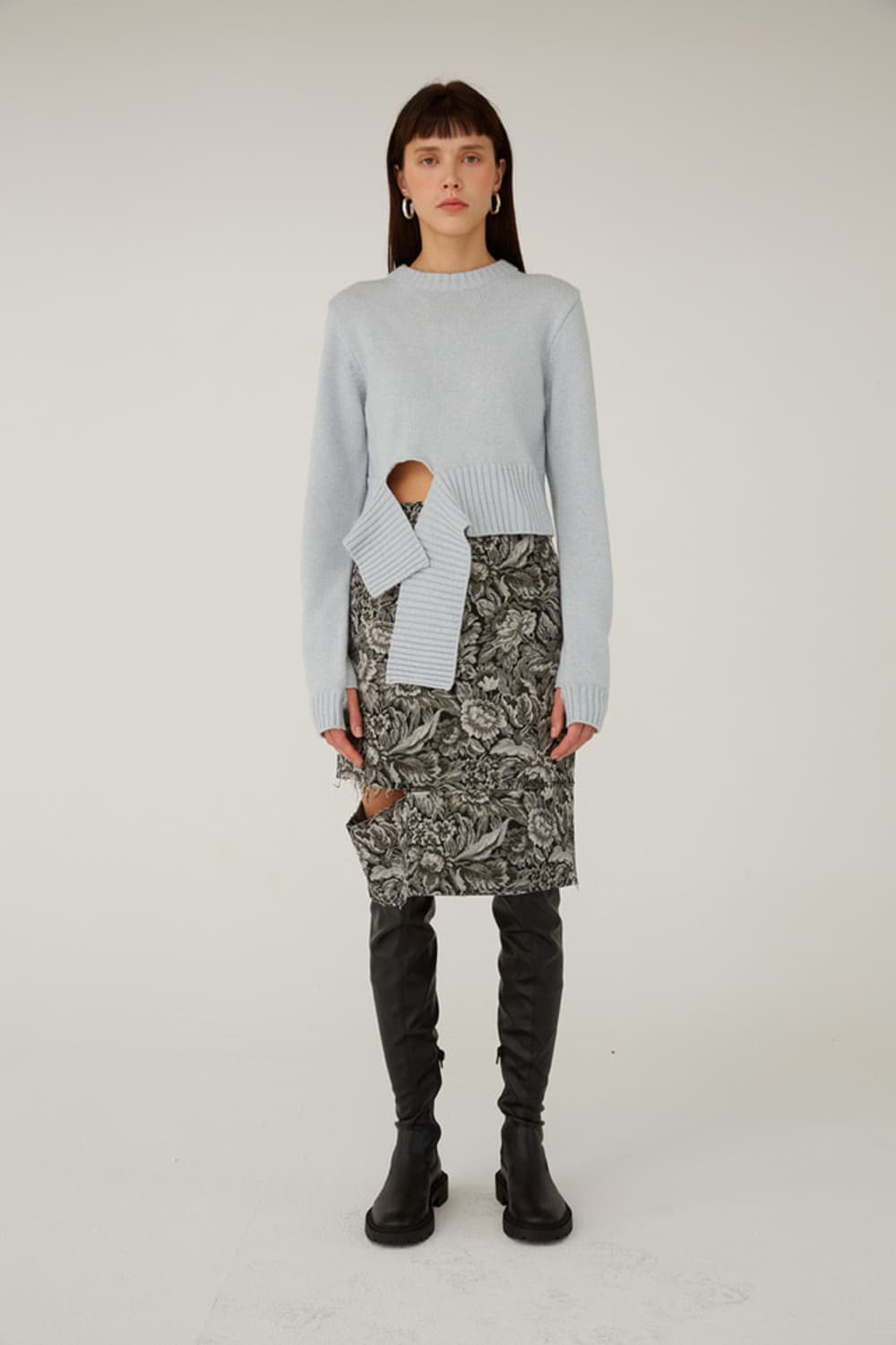 OEF 자카드 슬릿 스커트 상품이미지3