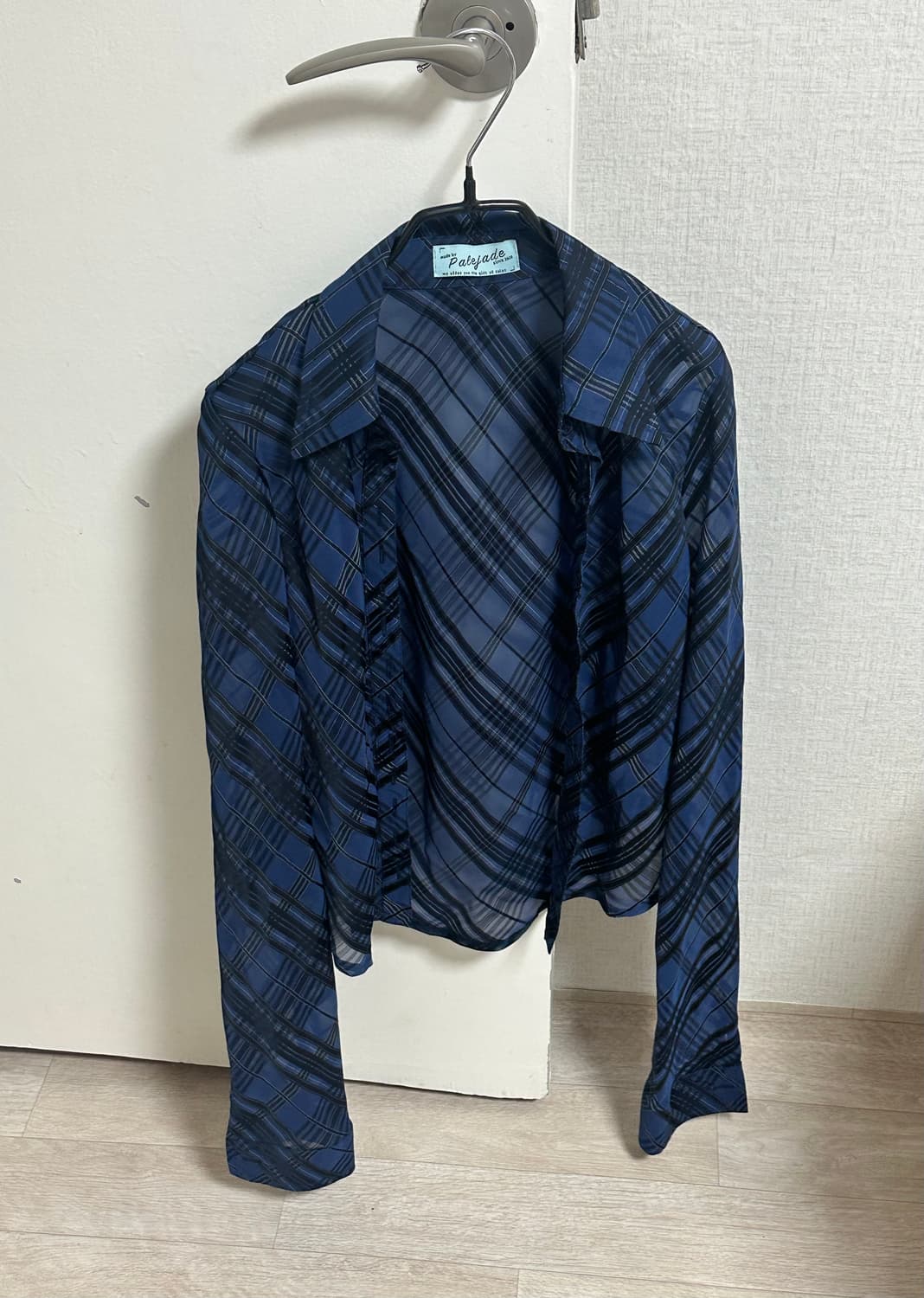 페일제이드 시스루 체크 셔츠 네이비 상품이미지3