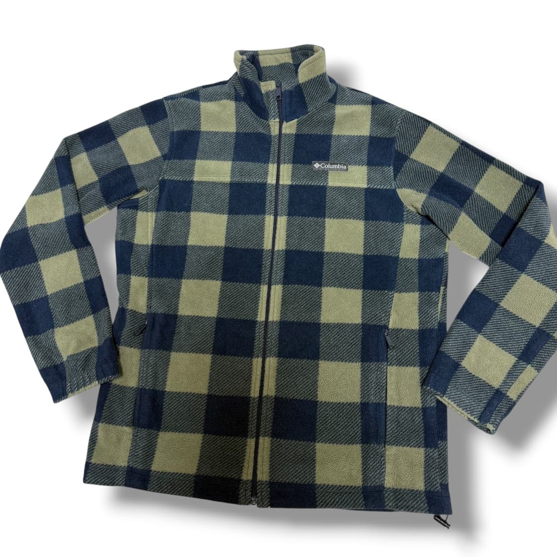 콜롬비아 카키 블루 체크 플리스 후리스 집업 상품이미지3