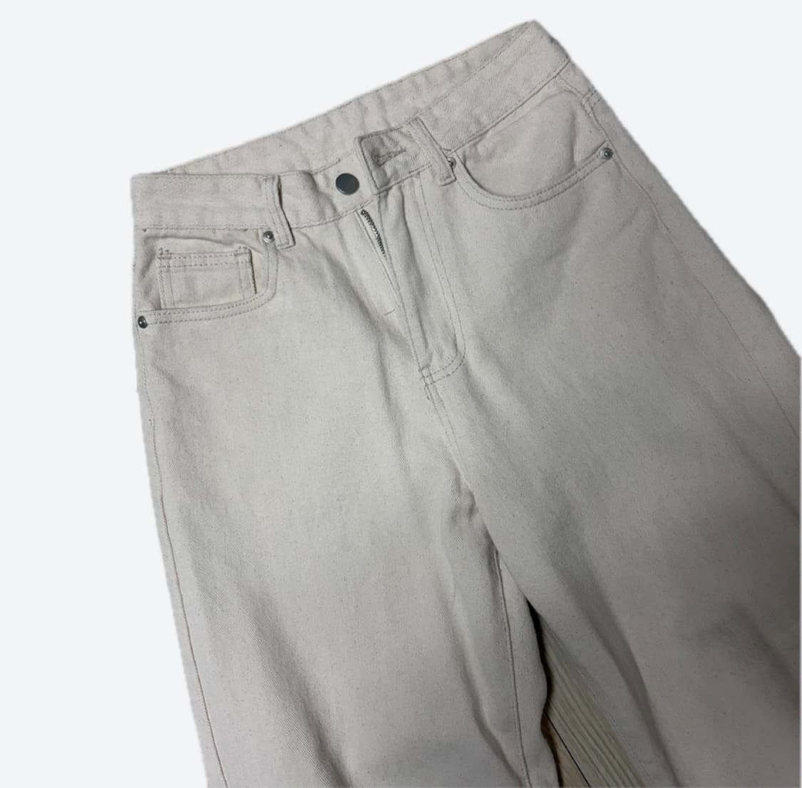 유지라이프) 봄에제격!!!오트밀? 아이보리  와이드 데님 XS 무신사 팬 상품이미지7