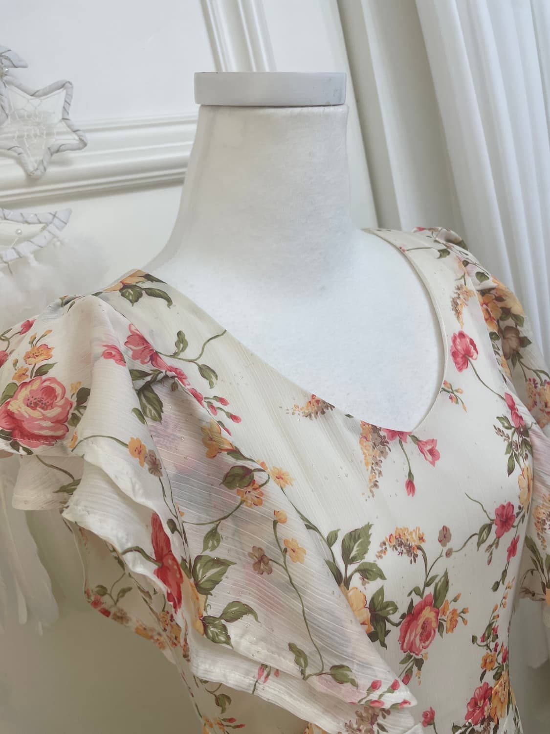 vintage flower ruffle midi opc(size-38) 상품이미지8