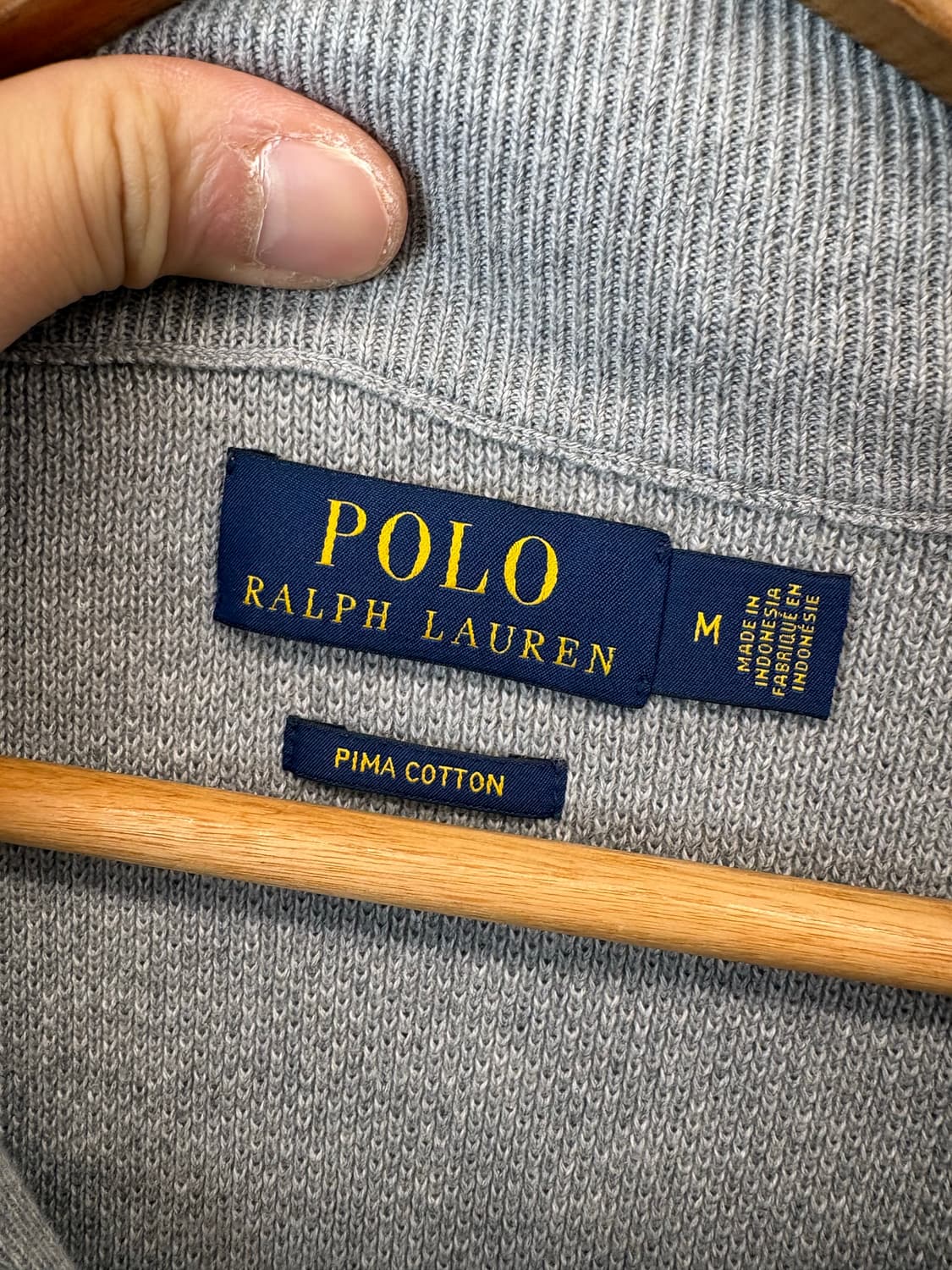 폴로랄프로렌 빈티지 그레이 코튼 니트 반집업 상품이미지6