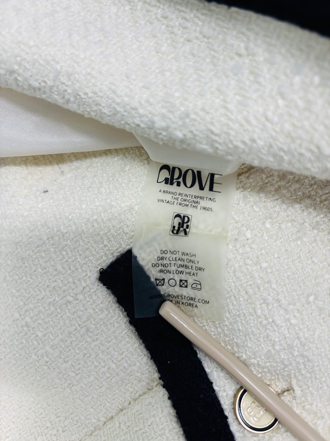 그로브(GROVE) 콘트라스트 배색 트위드 크롭 자켓 상품이미지4