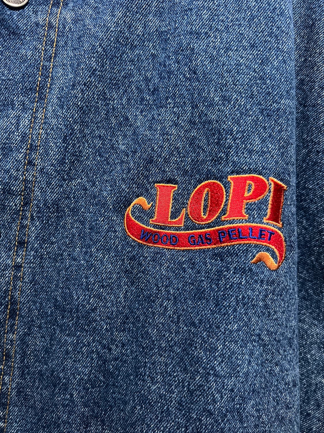 [2XL]90's USA 빈티지 워싱 LOPI 브라운 데님 바시티 자켓 상품이미지3