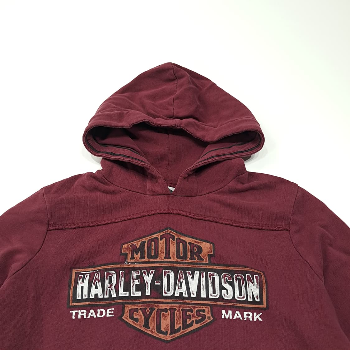 CL220 XL 할리데이비슨 코튼 레이스업 디스트레스드 버건디 후디 상품이미지2