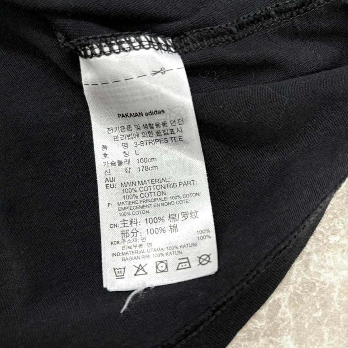 아디다스 신형 3줄 흰검 반팔 링거 티셔츠(L) 상품이미지5