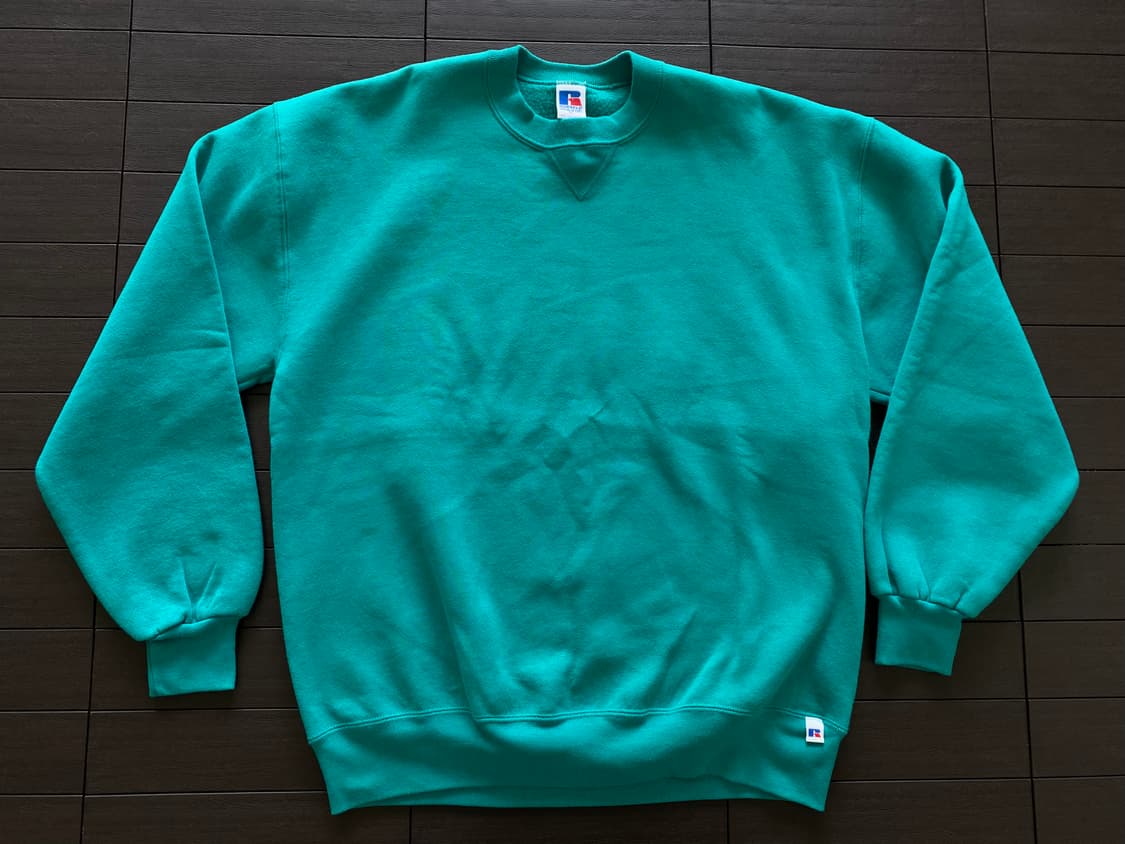 (XL) 90s 빈티지 러셀 스웻셔츠 틸그린 USA 상품이미지1