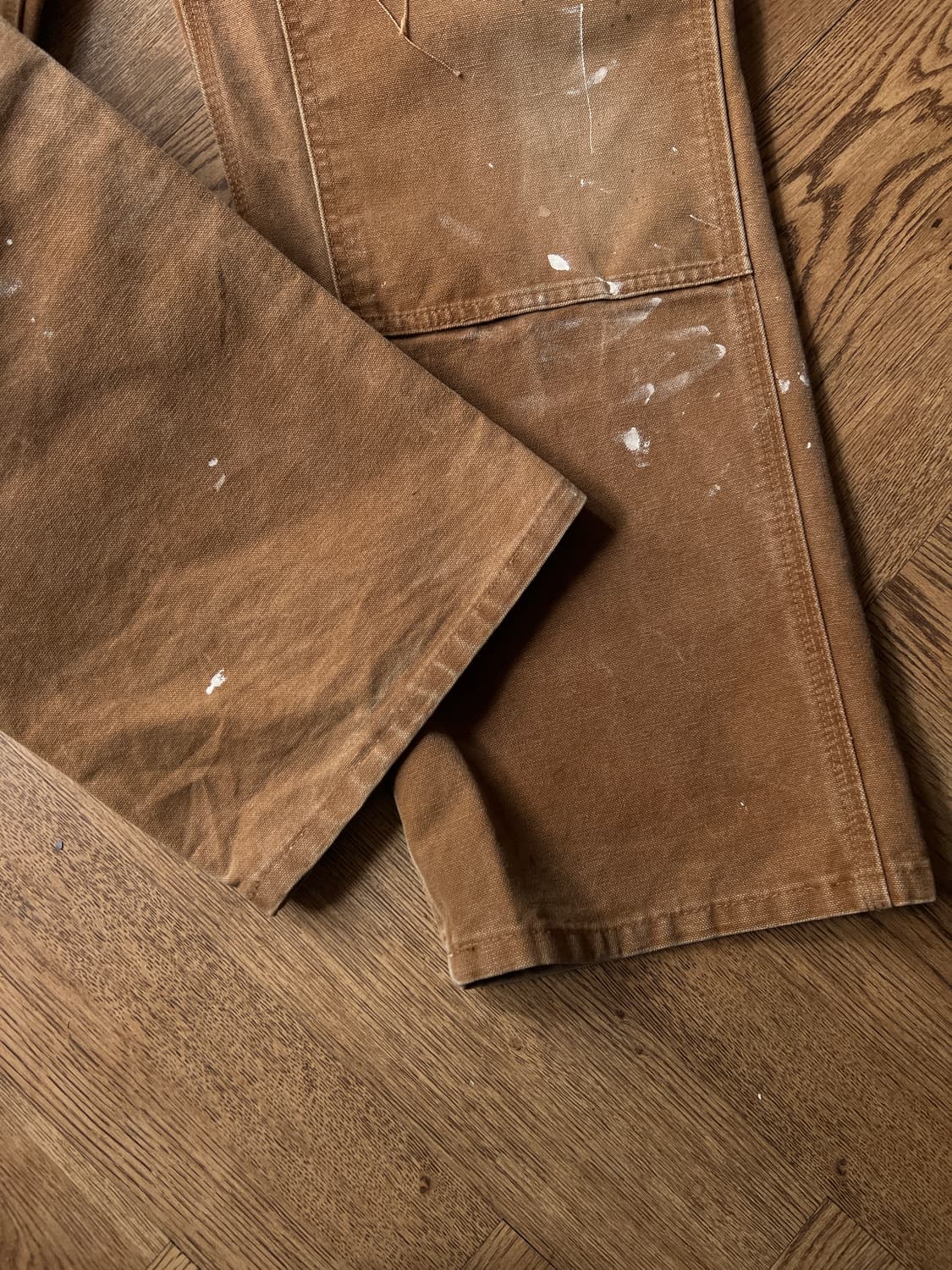 [34]칼하트 USA 빈티지 데미지드 페인팅 브라운 더블니 워크 팬츠 상품이미지5