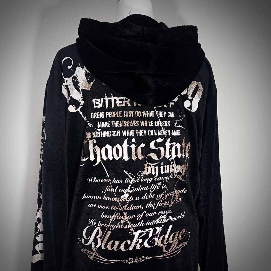 고스펑크 해골 프린팅 벨벳 체인 후드집업 상품이미지5