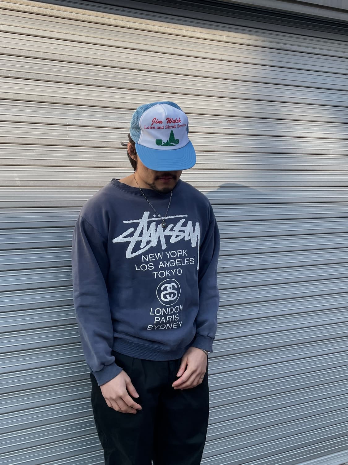 90s Stüssy World Tour Faded Navy Sweatsh 상품이미지8