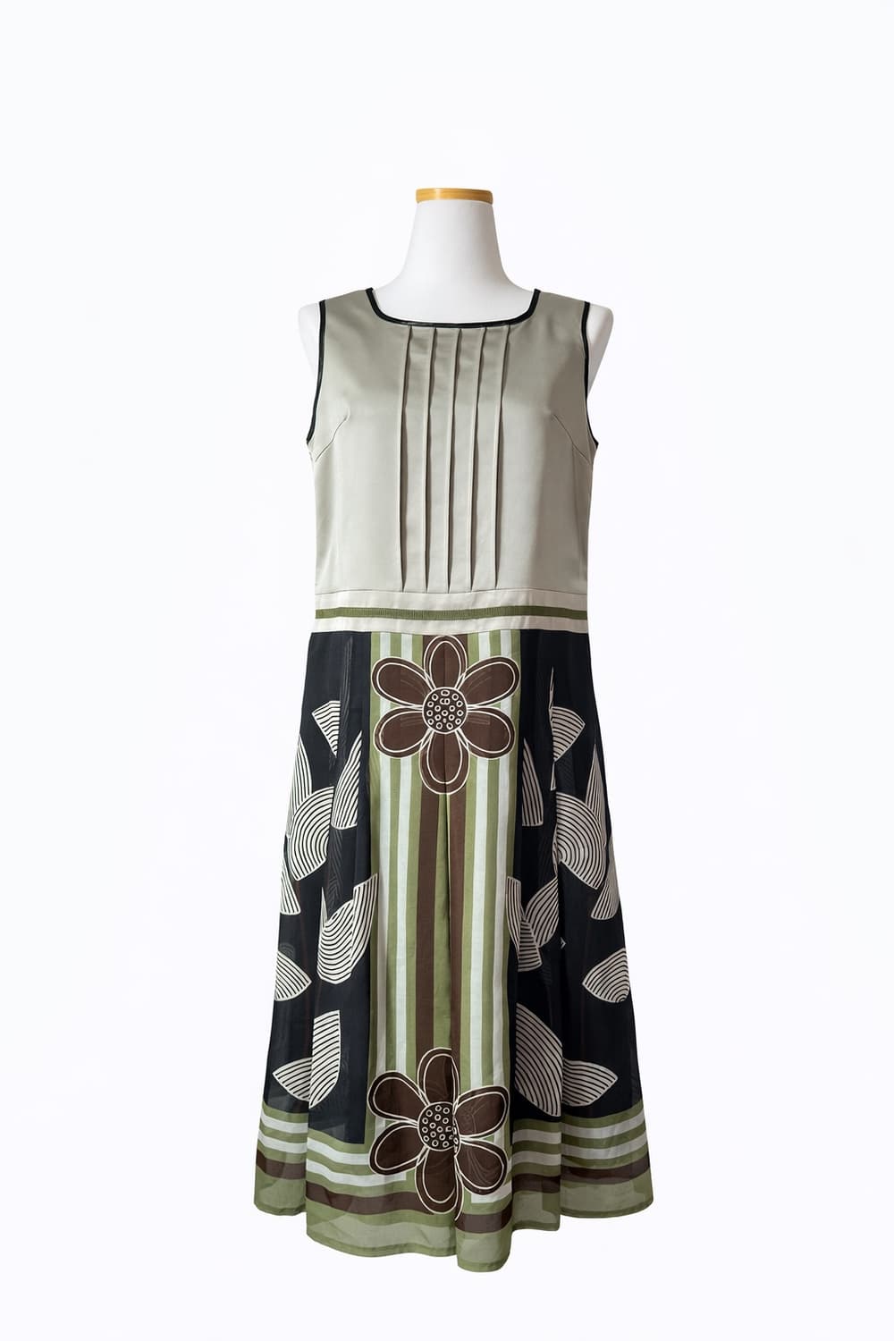 빈티지 플라워 배색 슬리브리스 원피스 상품이미지2