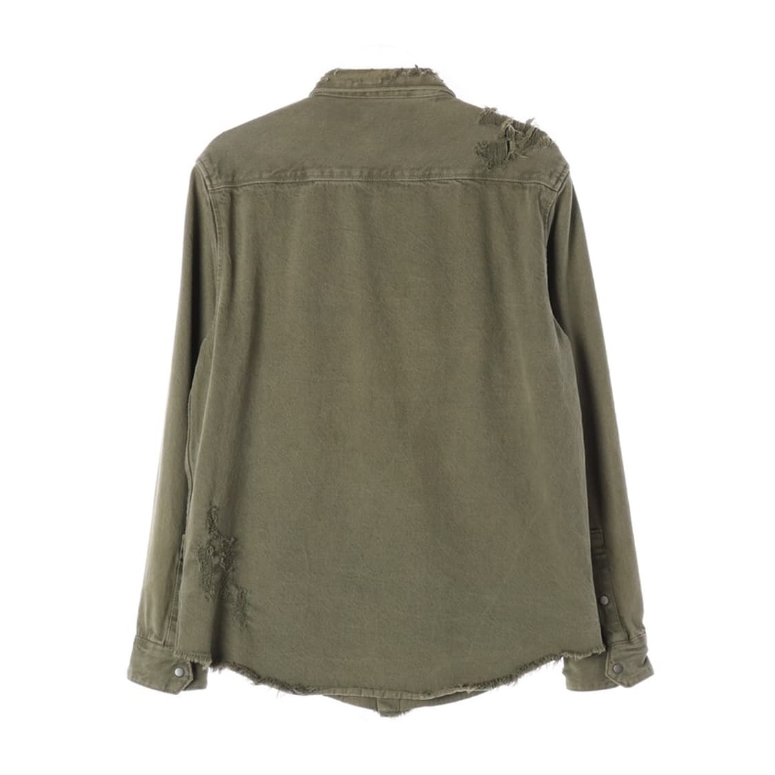 ZARA 릴렉스핏 카키 디스트레스드 데님 셔츠 XL 상품이미지2