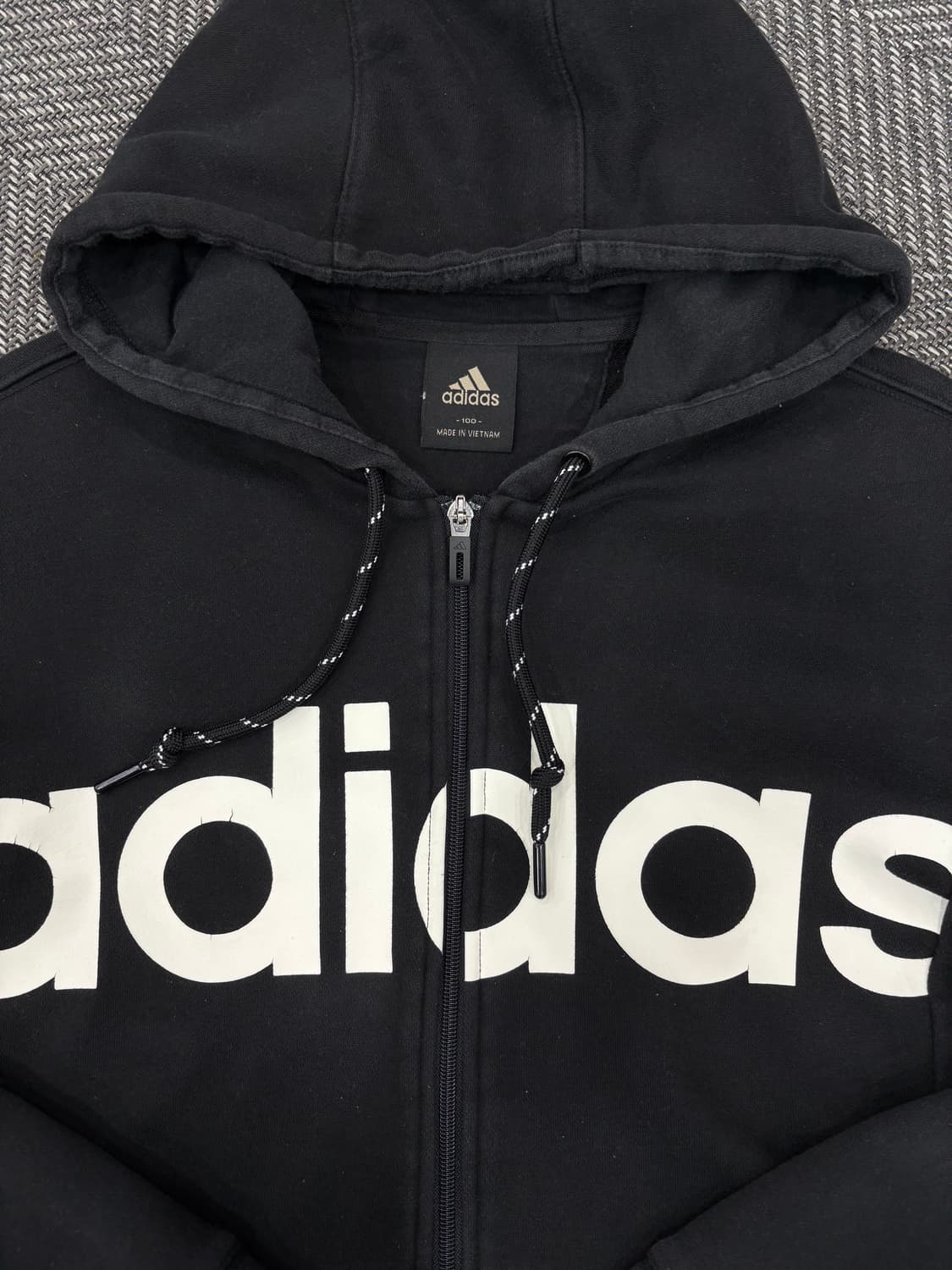 아디다스 레터링 후드집업 블랙 상품이미지2
