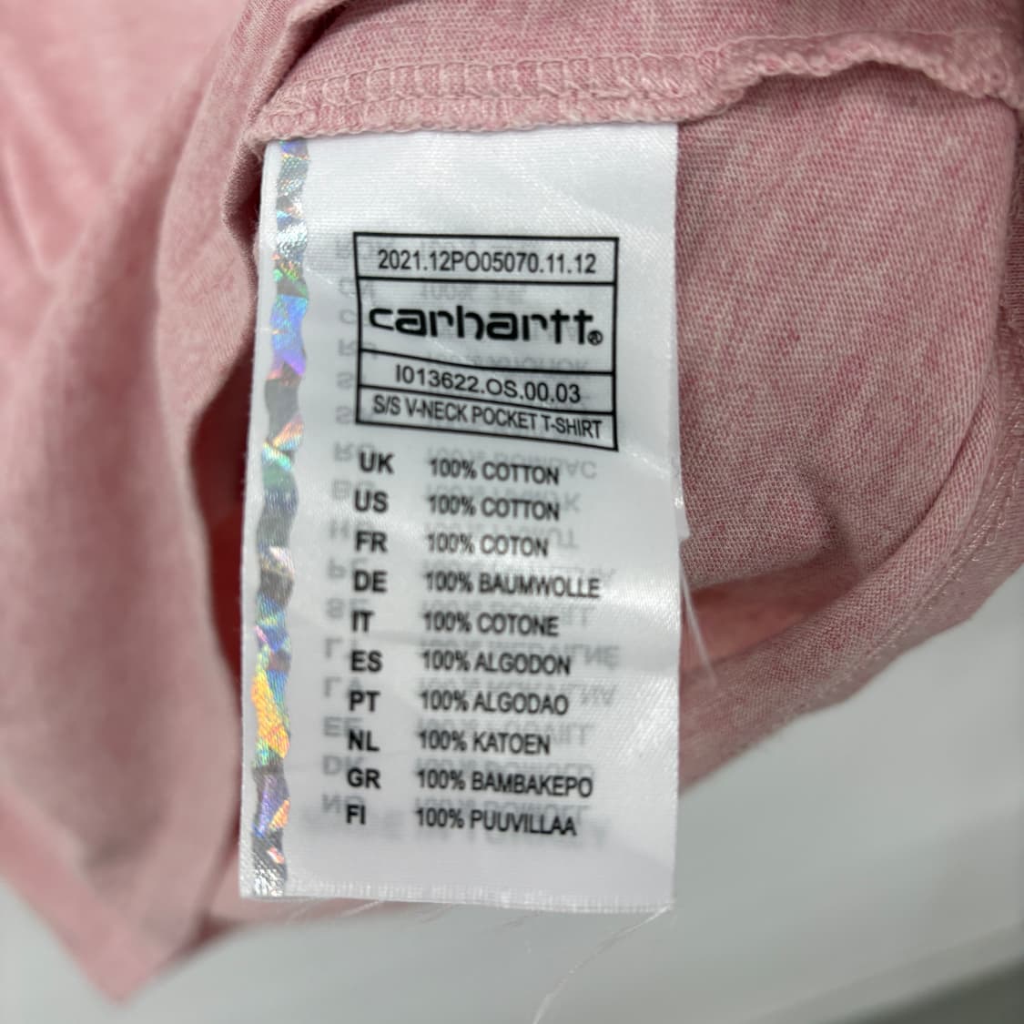 칼하트 포켓 V넥 반팔티 핑크 공용M 상품이미지5