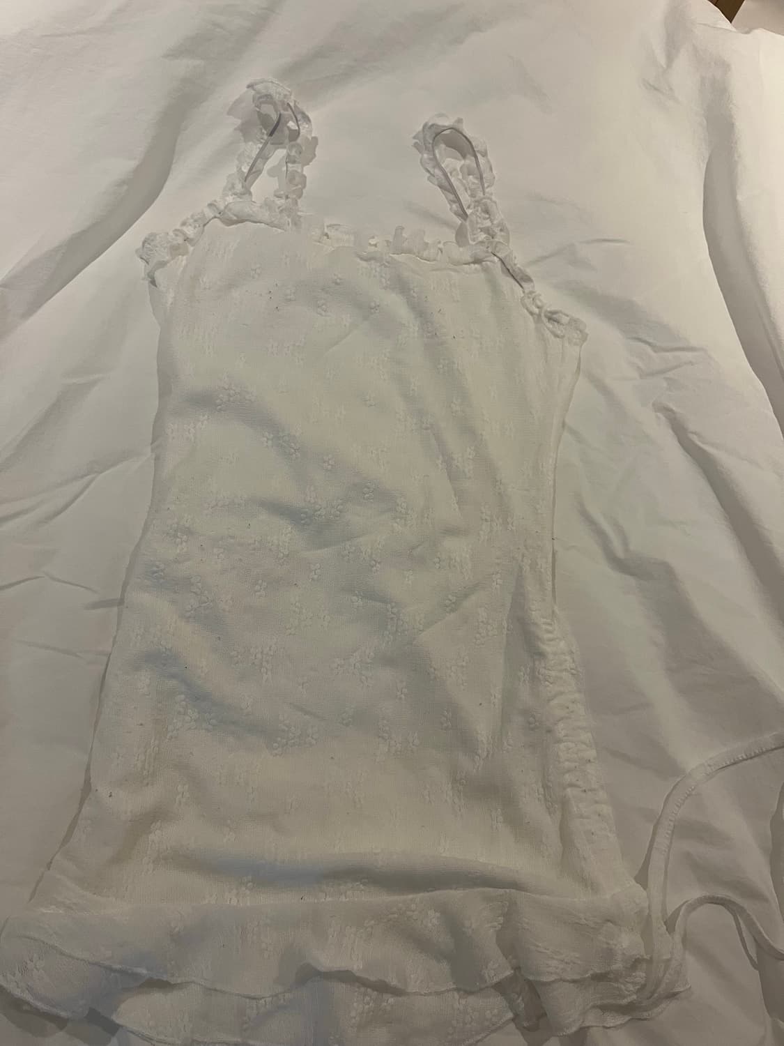 슬림핏 화이트 프릴 나시 원피스 스판 상품이미지5