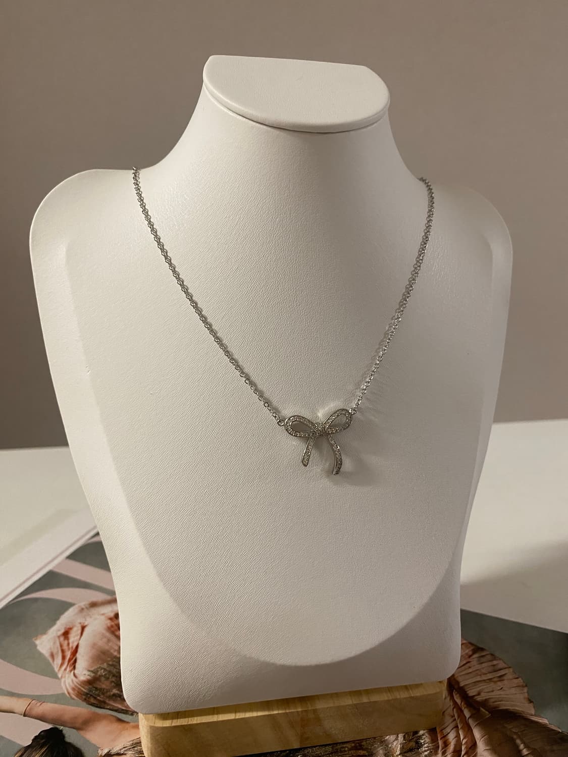 실버925 리본 큐빅 목걸이 각인있음 상품이미지2