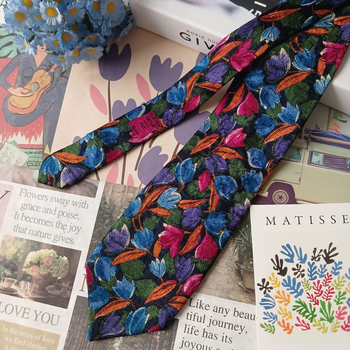 지방시 실크 블루 아트 플로럴 넥타이 9.1cm A+등급 A19139
 상품이미지3