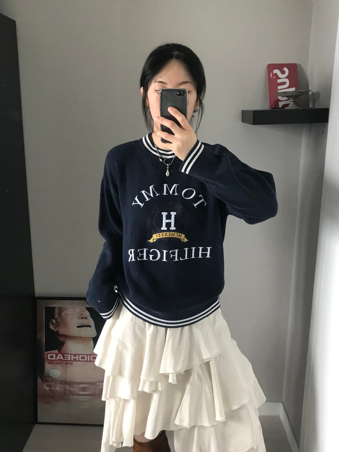 타미힐피거 올드스쿨 중앙 자수로고 네이비 니트 상품이미지3