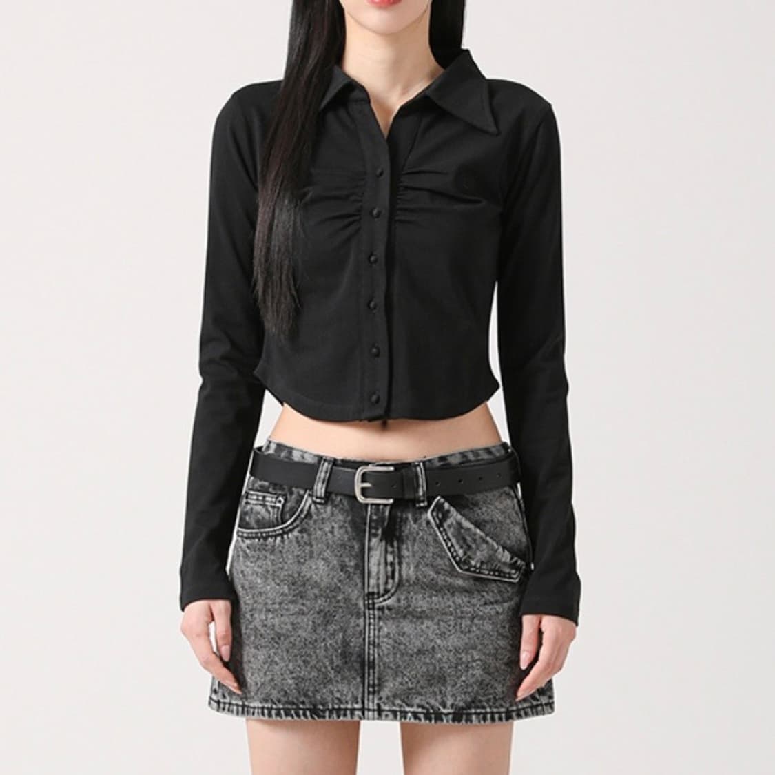 어반드레스 Nicole Cara Shirring Shirt BLACK 상품이미지1