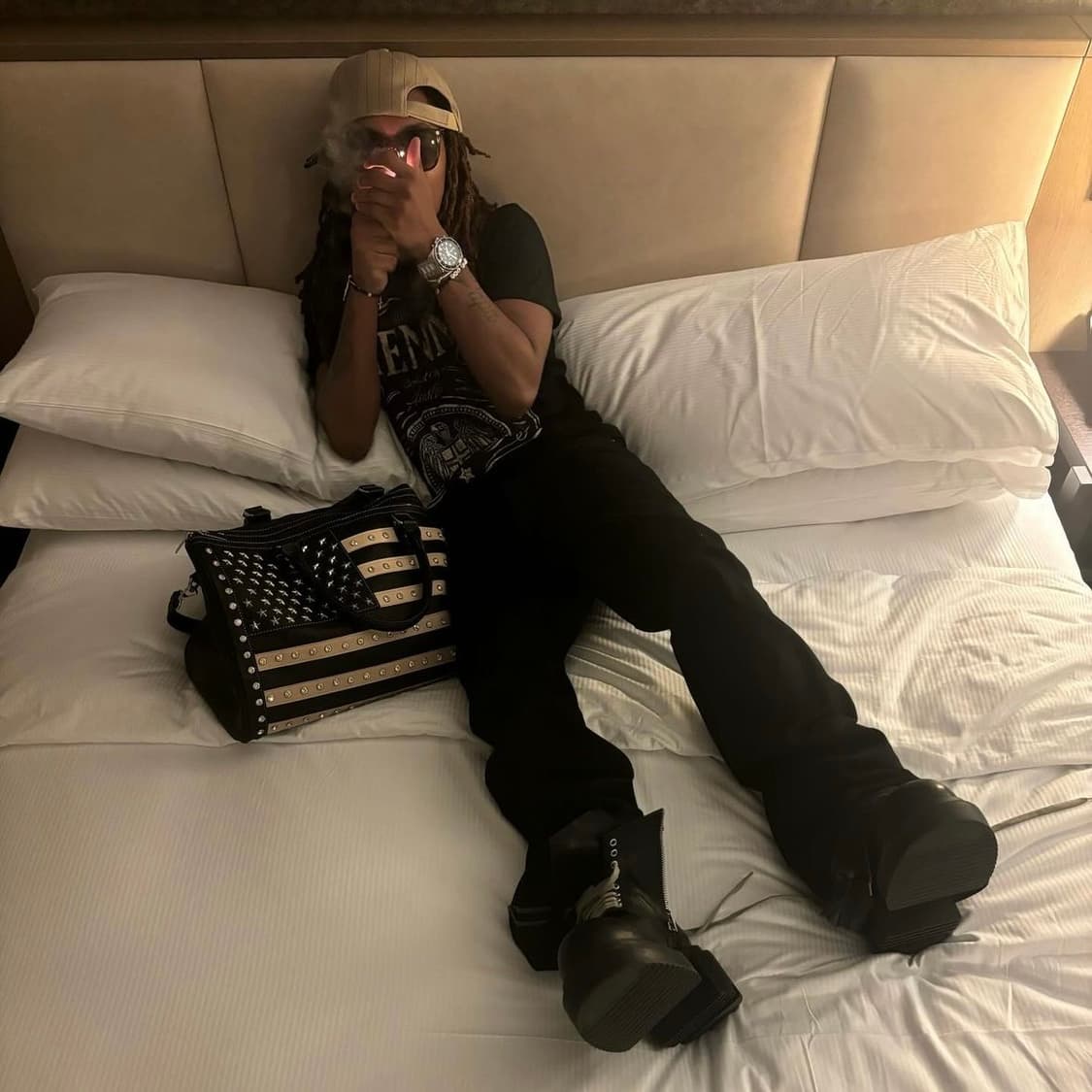 Montana West 성조기 위켄더백 더플백 블랙 상품이미지2