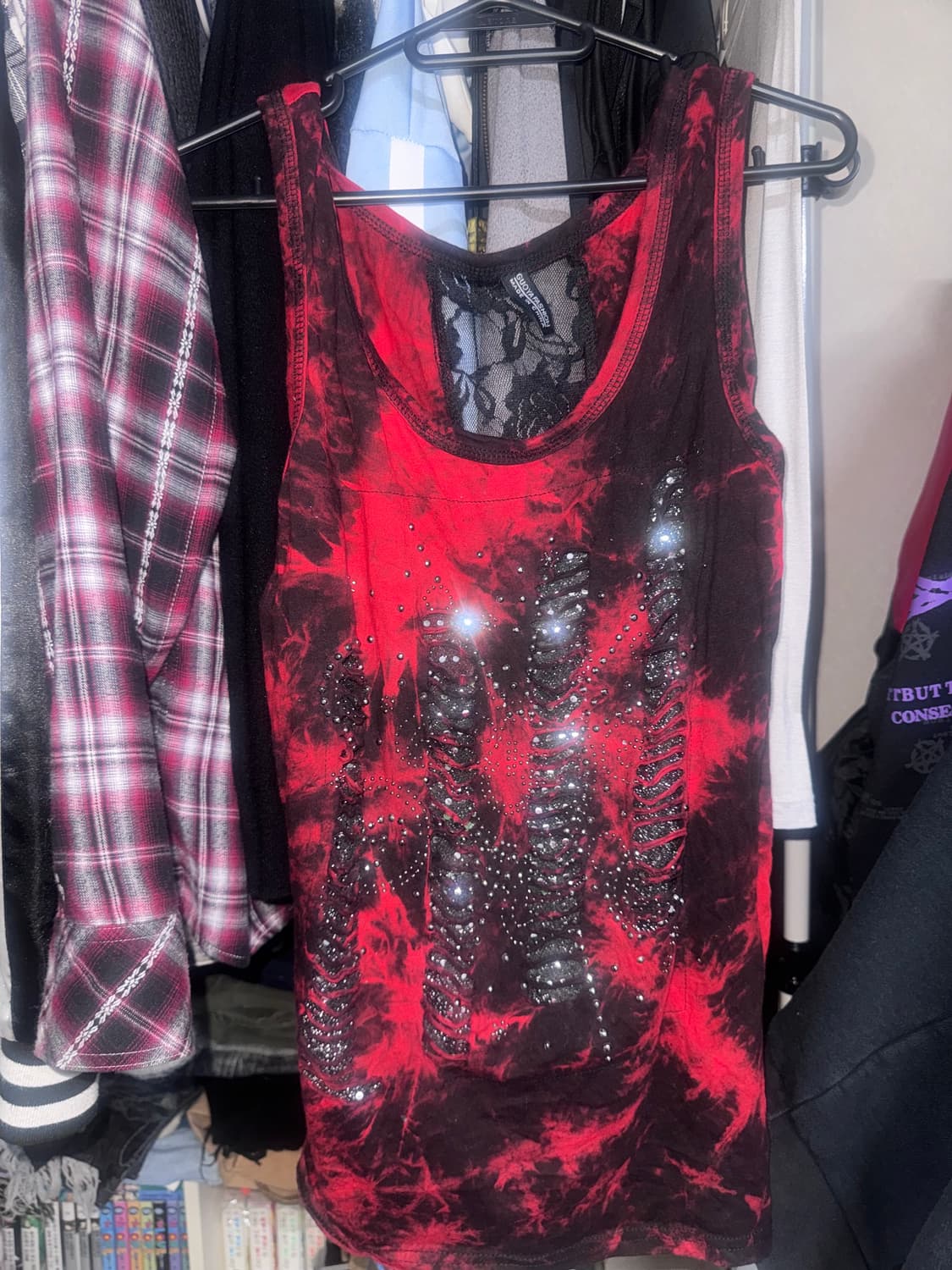 갸루빈티지 펑크룩 큐빅 나시 상품이미지1