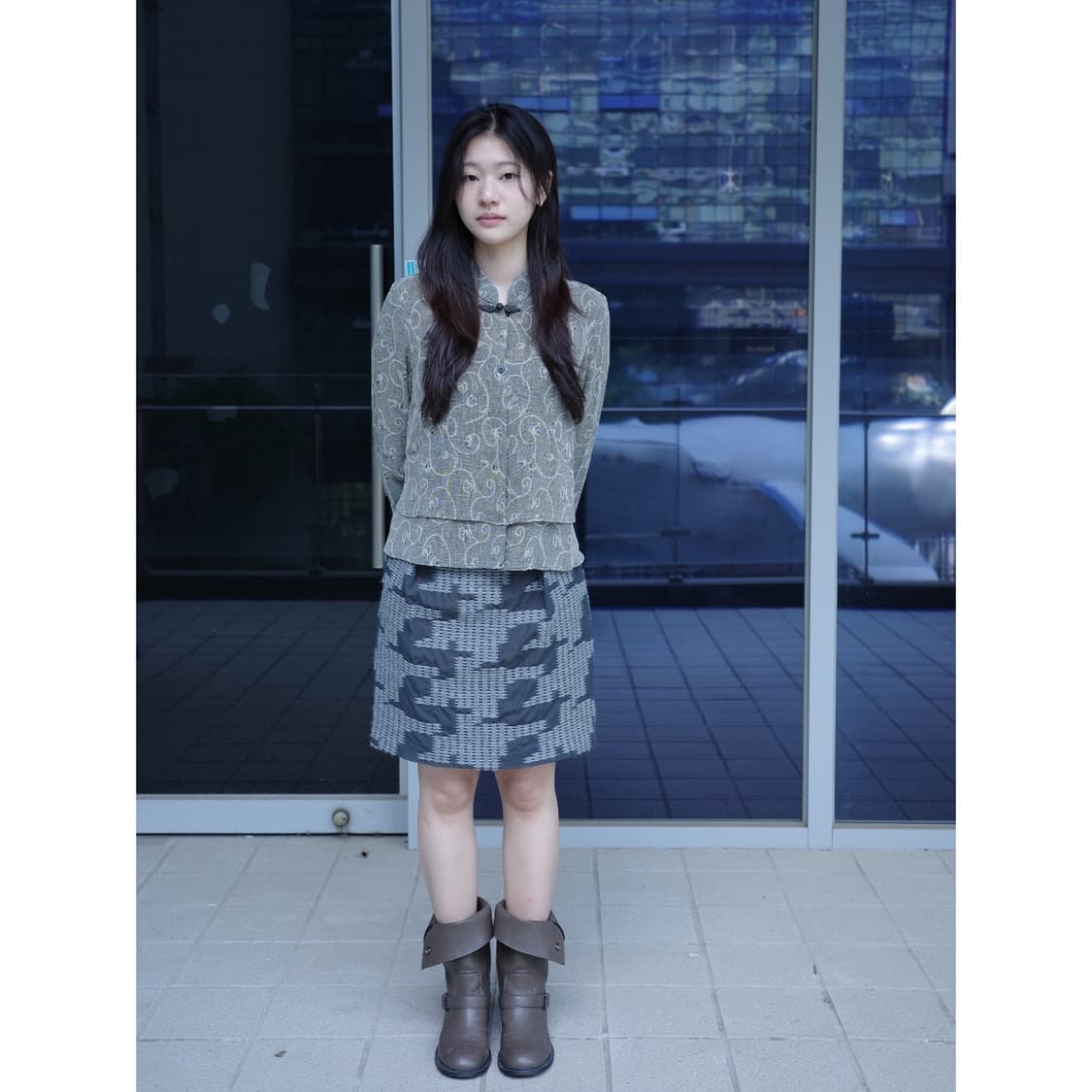 빈티지 그레이 스커트 상품이미지1